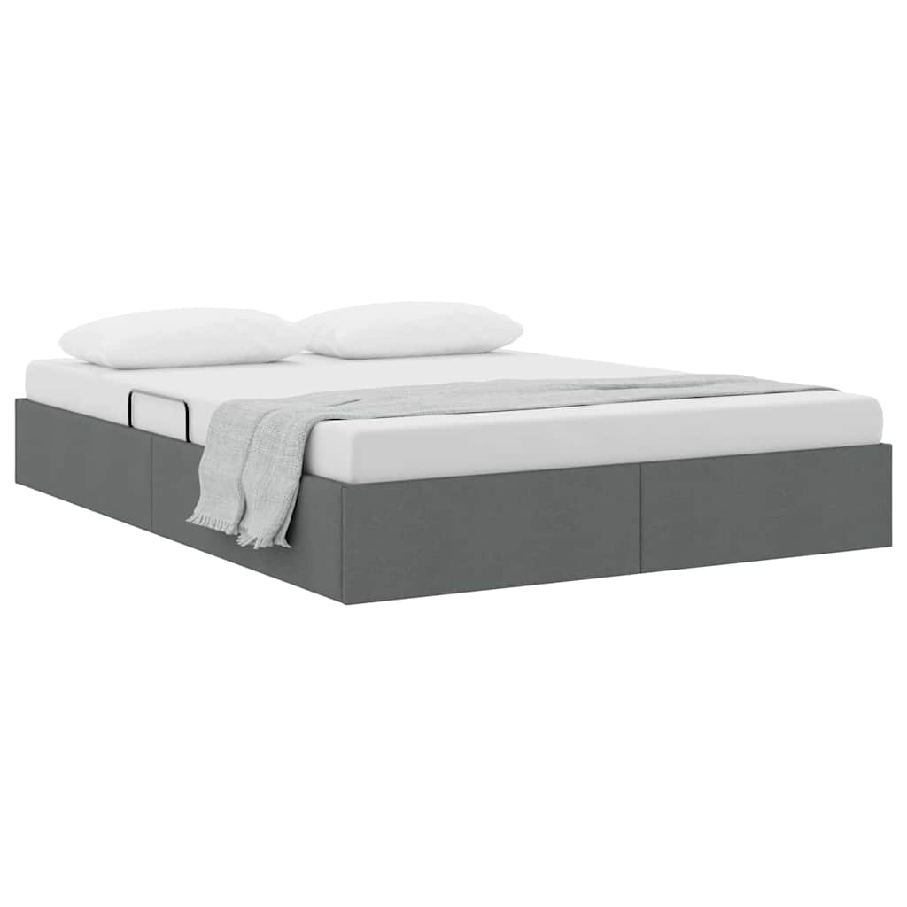 Krevet s od storage s pohranom Tamnosiva 153 x 203 cm Tkanina
