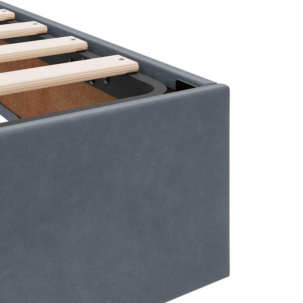 Krevet s od storage s uzglavljem Tamno siva 135 x 190 cm Baršun