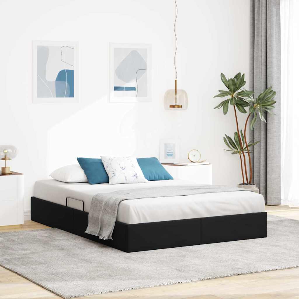 Krevet s od storage s uzglavljem Crna 135 x 190 cm Baršun