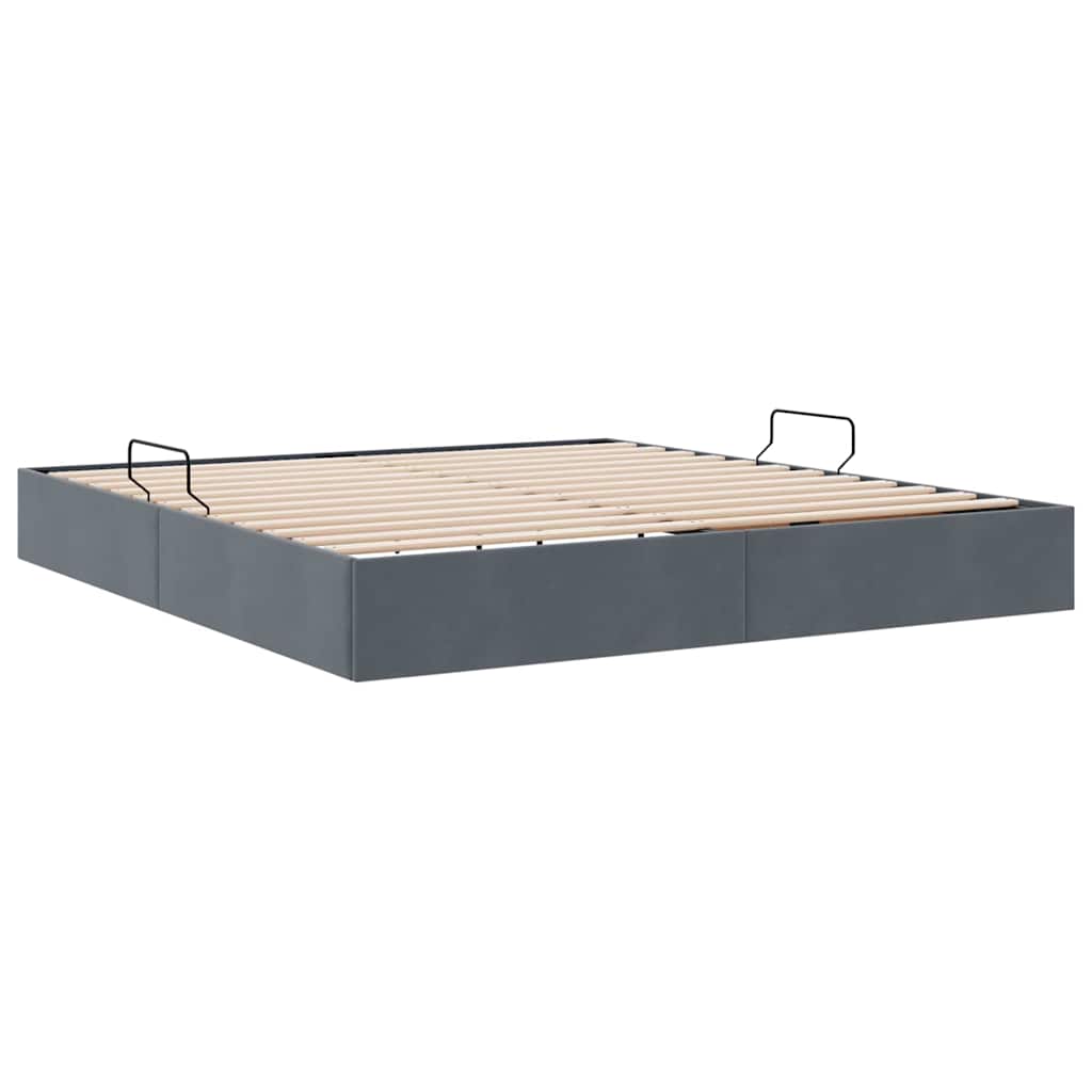 Krevet s od storage s uzglavljem Tamno siva 180 x 200 cm Baršun