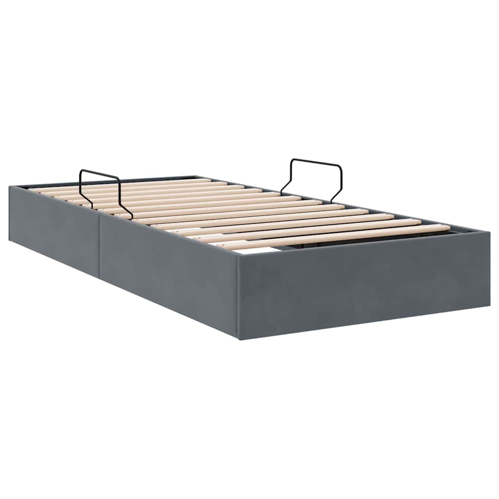 Krevet s od storage s madracem Tamno siva 100 x 190 cm Baršun