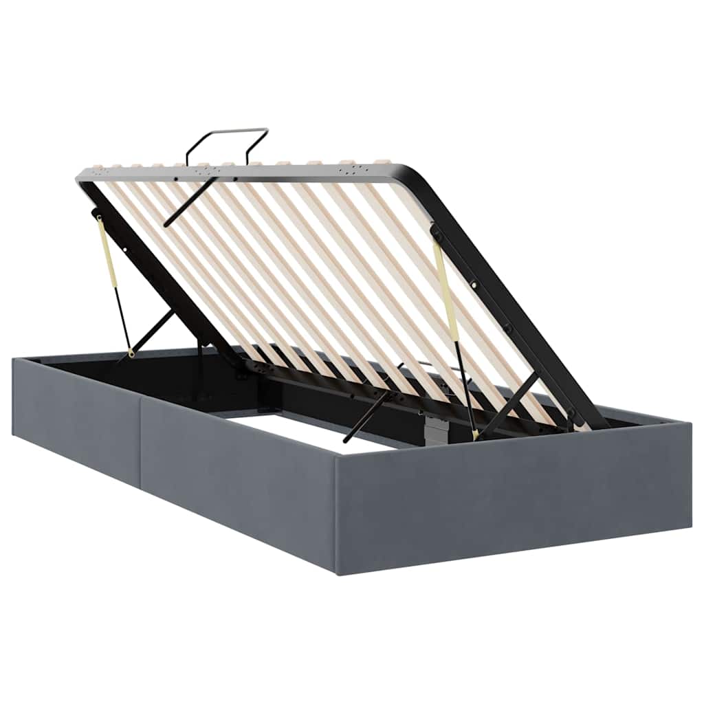 Krevet s od storage s madracem Tamno siva 100 x 203 cm Baršun