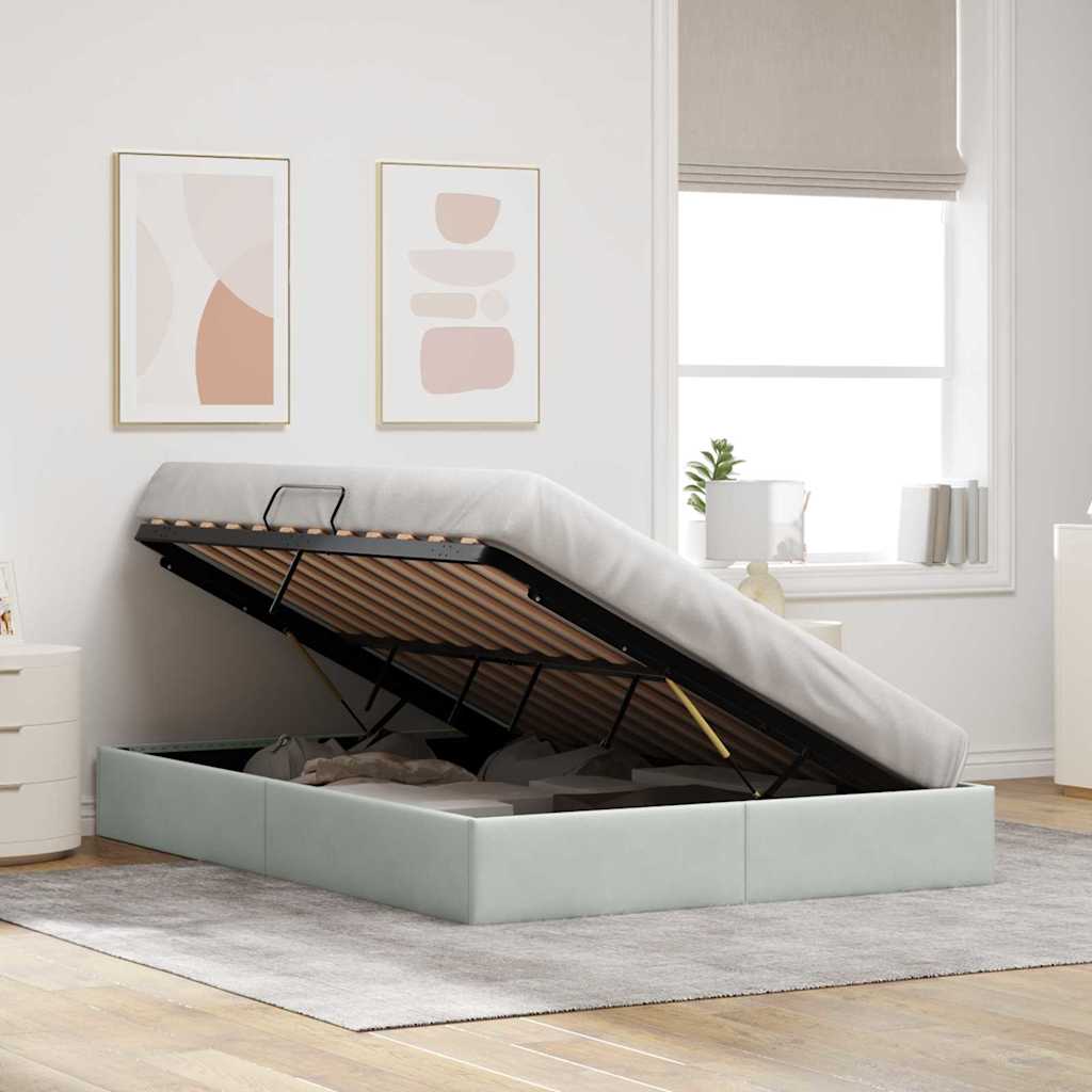 Krevet s od storage s pohranom Svjetlosiva 137 x 190 cm Baršun