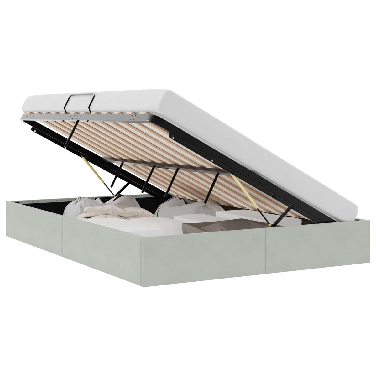 Krevet s od storage s pohranom Svjetlosiva 137 x 190 cm Baršun