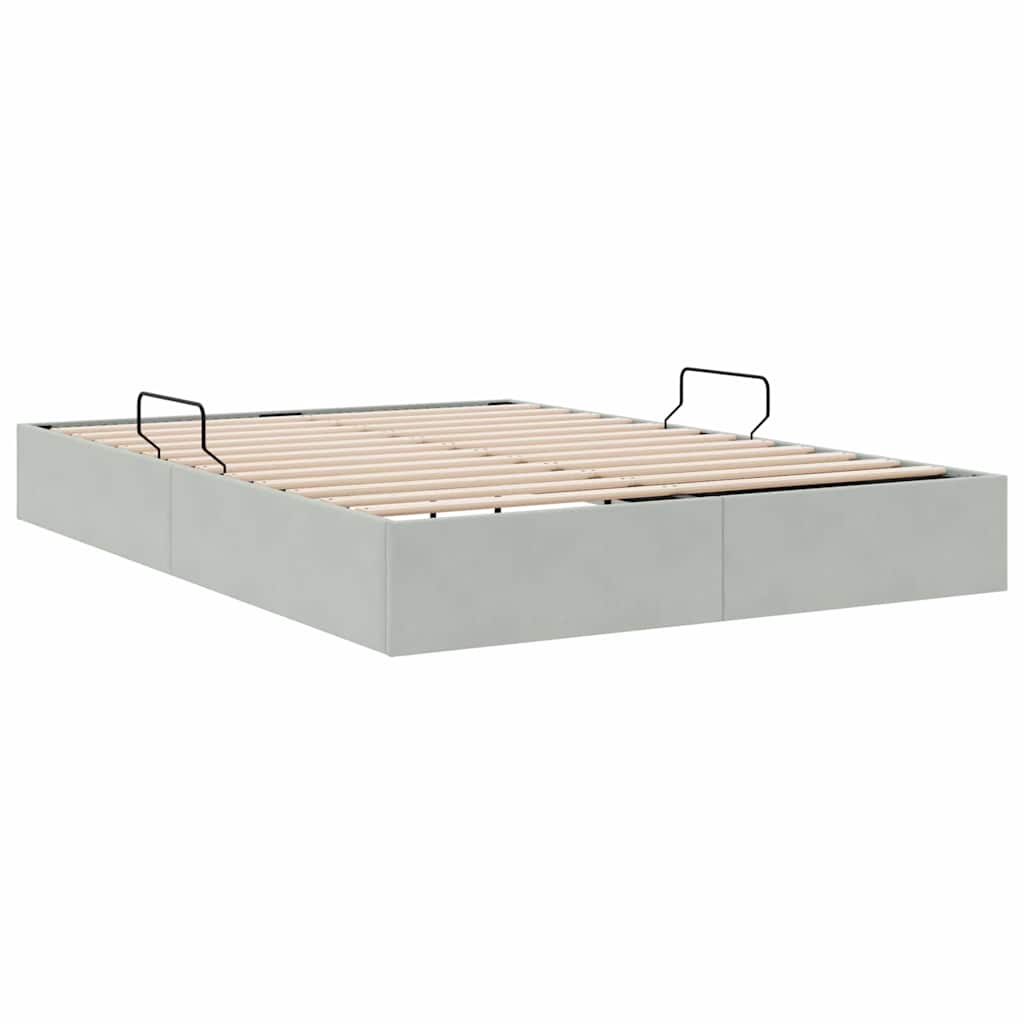Krevet s od storage s pohranom Svjetlosiva 137 x 190 cm Baršun