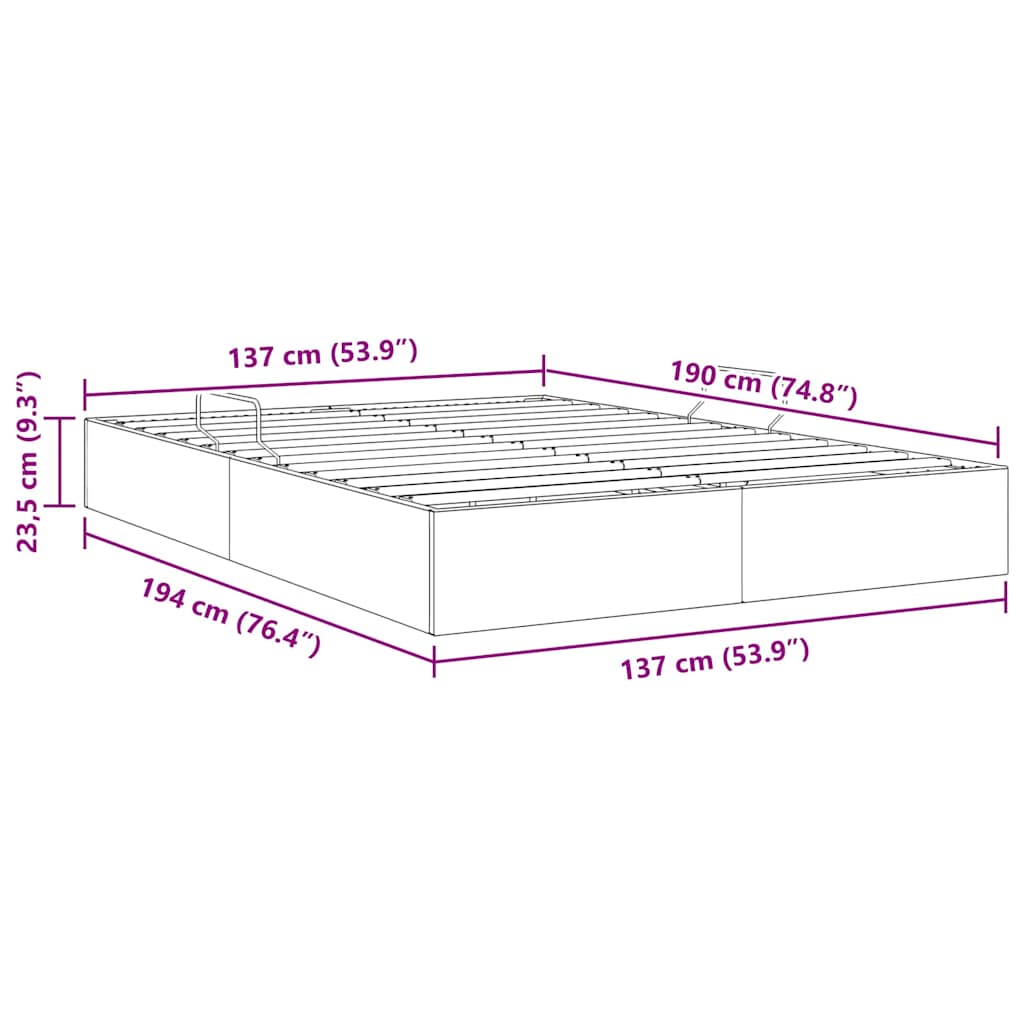 Krevet s od storage s pohranom Tamnosiva 137 x 190 cm Baršun