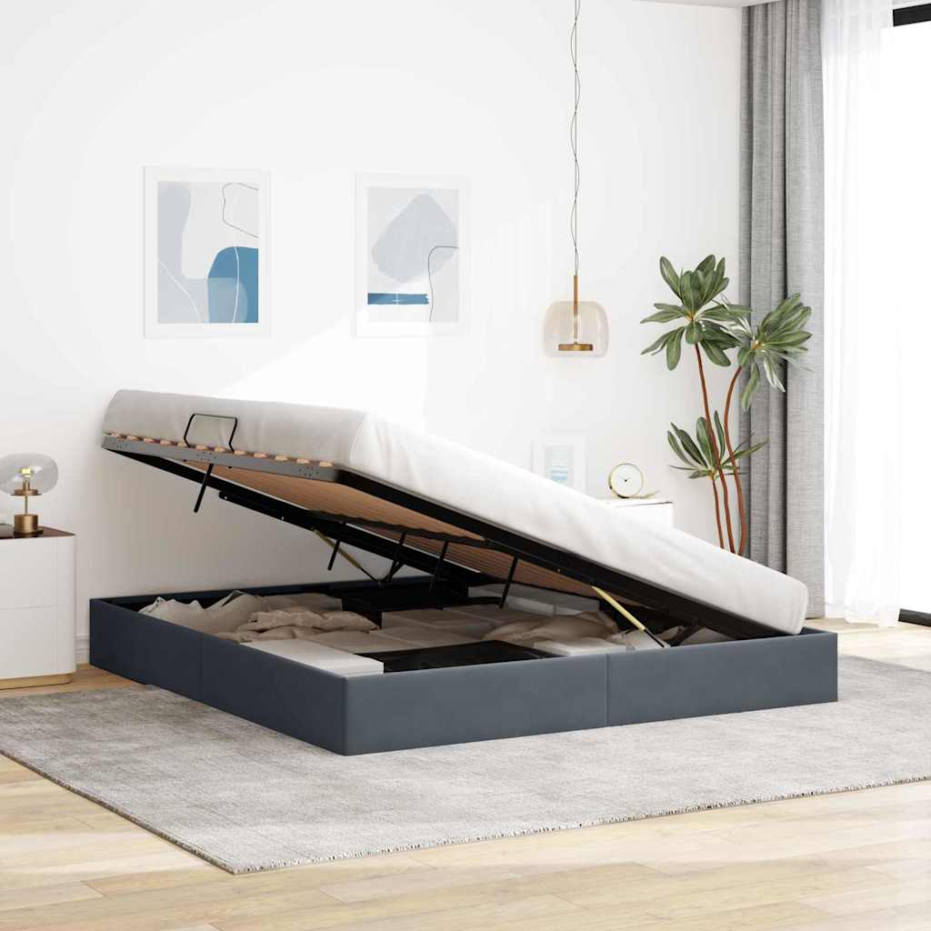 Krevet s od storage s pohranom Tamnosiva 193 x 203 cm Baršun