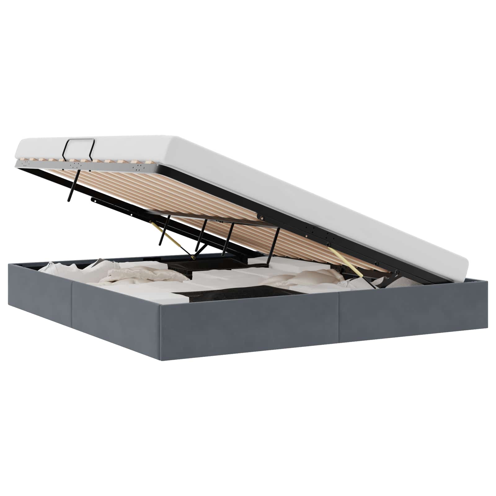 Krevet s od storage s pohranom Tamnosiva 193 x 203 cm Baršun