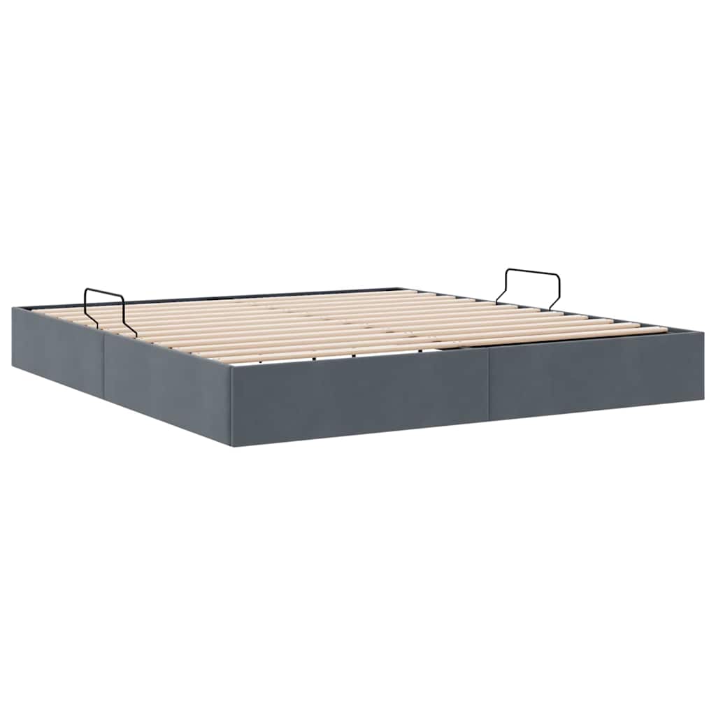 Krevet s od storage s pohranom Tamnosiva 193 x 203 cm Baršun