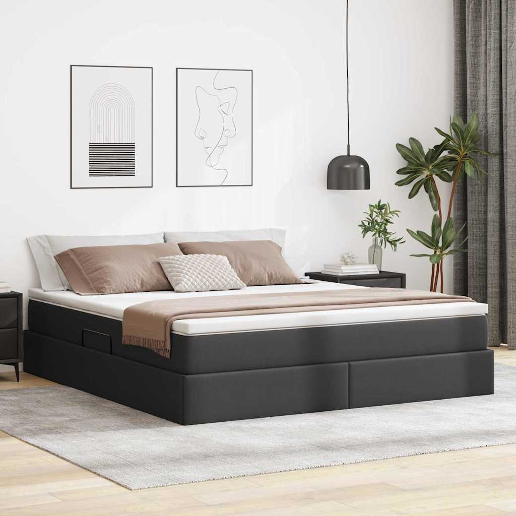 Krevet s madracem i skladištem Crna 160 x 200 cm Lažna koža