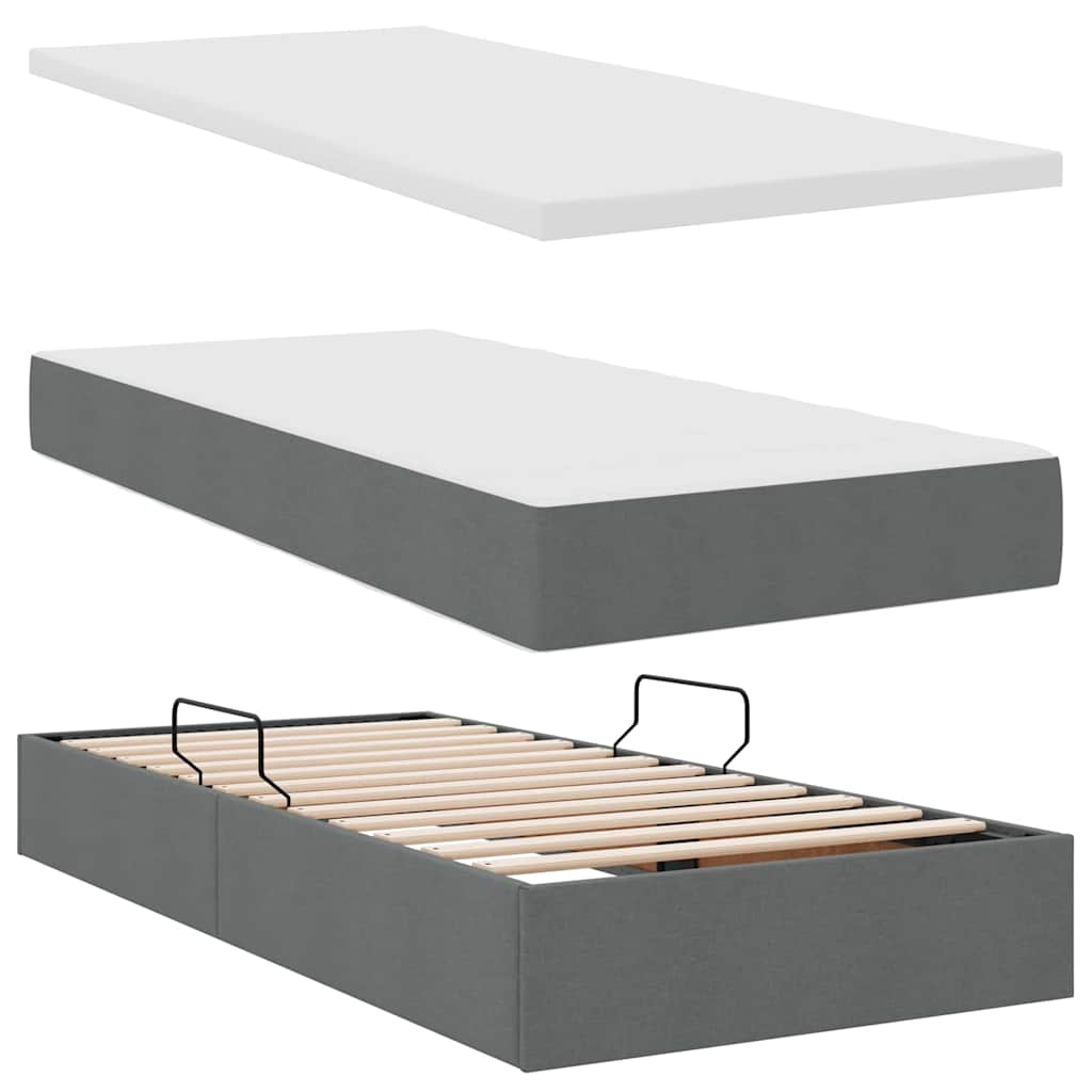 Krevet s madracem i skladištem Tamno siva 90 x 190 cm Poliester