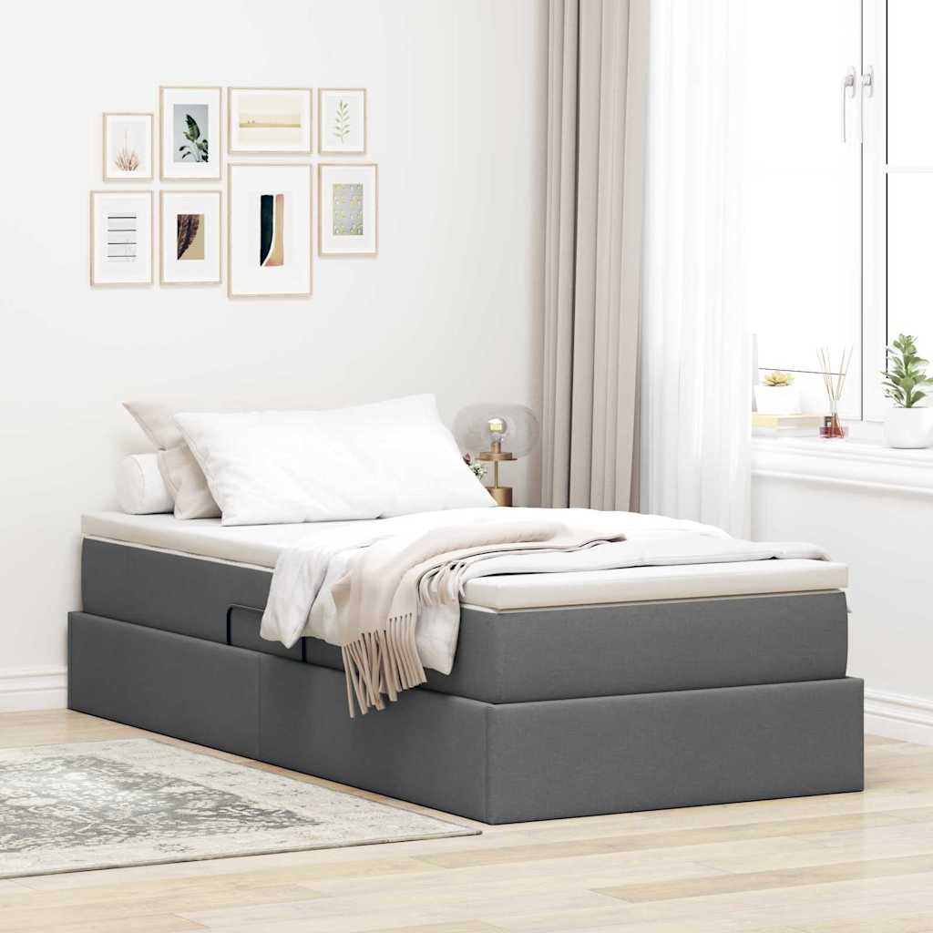Krevet s madracem i skladištem Tamno siva 90 x 200 cm Poliester