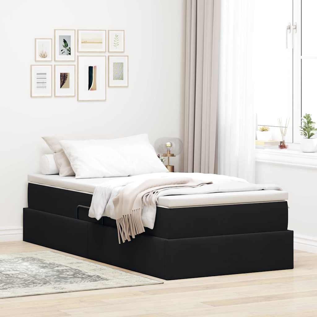 Krevet s madracem i skladištem Crna 90 x 190 cm Baršun