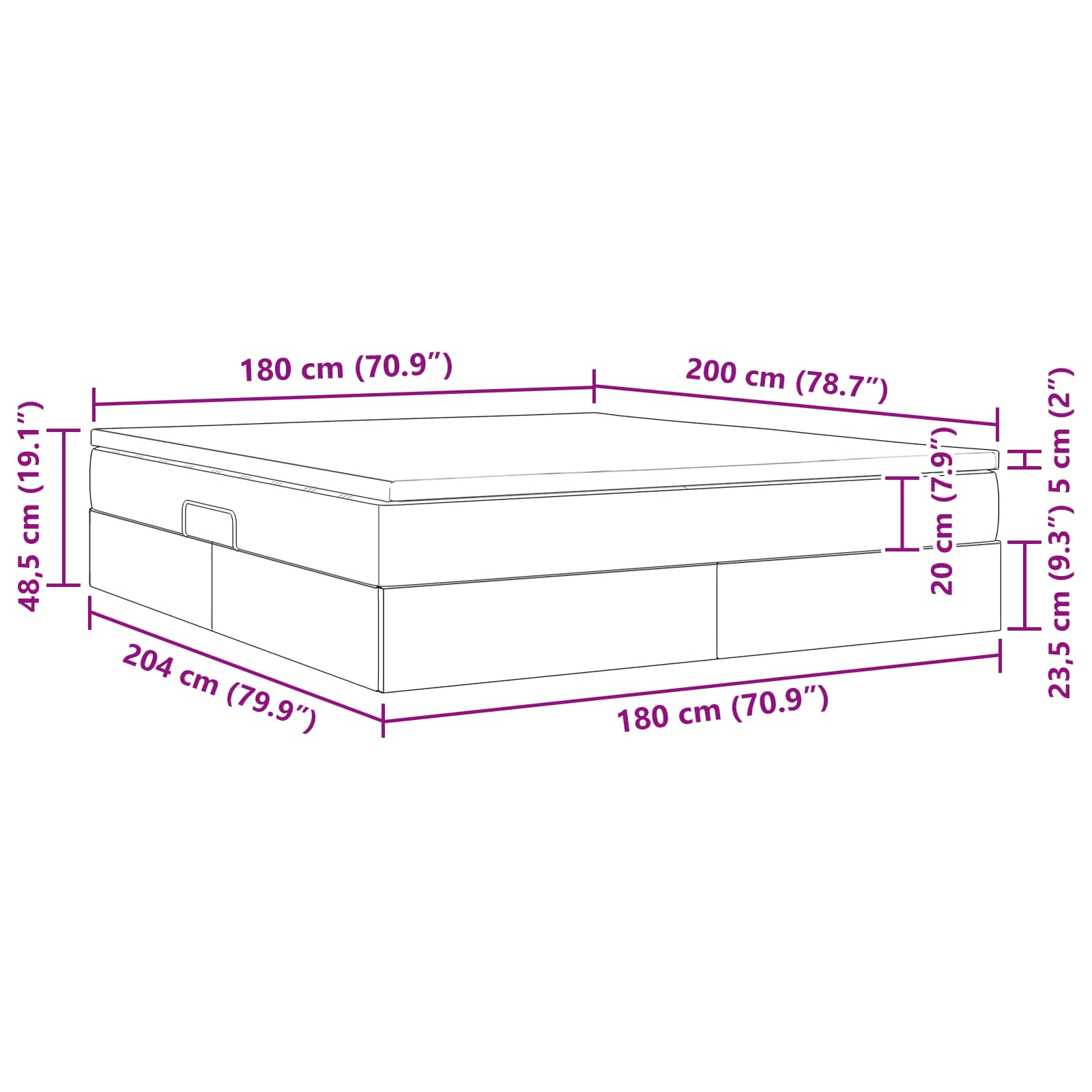 Krevet s madracem i skladištem Tamno siva 180 x 200 cm Baršun