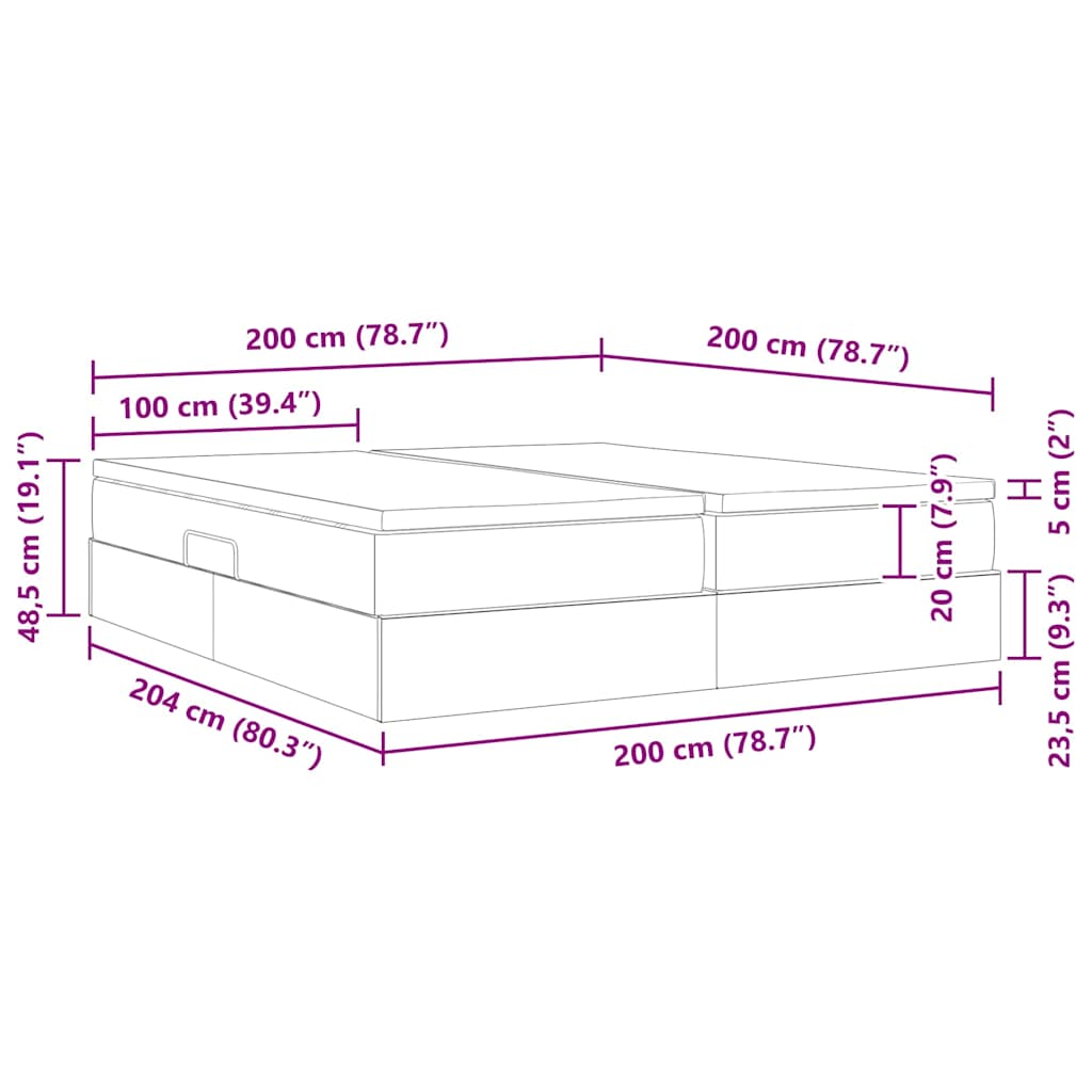 Krevet s madracem i skladištem Plava 200 x 200 cm Poliester