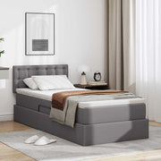 Krevet s madracem i skladištem Siva 90 x 190 cm Lažna koža