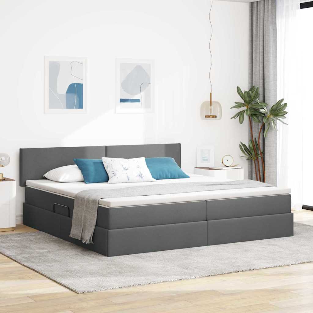 Krevet s madracem i skladištem Tamno siva 200 x 200 cm Baršun