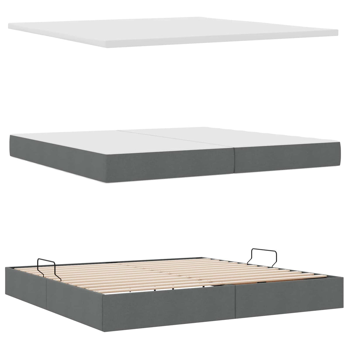 Krevet s madracem i skladištem Tamno siva 200 x 200 cm Baršun