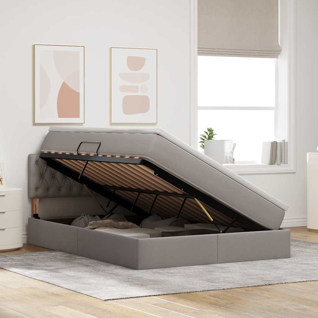 Krevet s madracem i skladištem Sivo-smeđa 140 x 200 cm Baršun