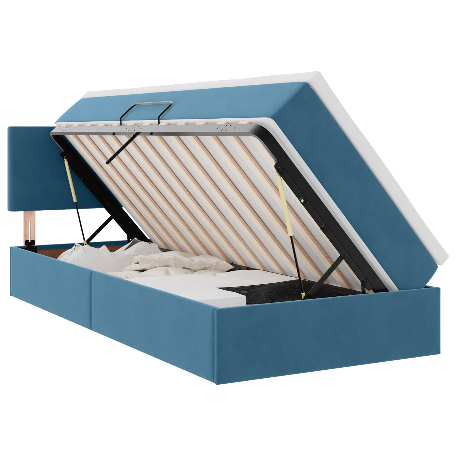 Krevet s od storage s madracem Tamno plava 90 x 190 cm Baršun