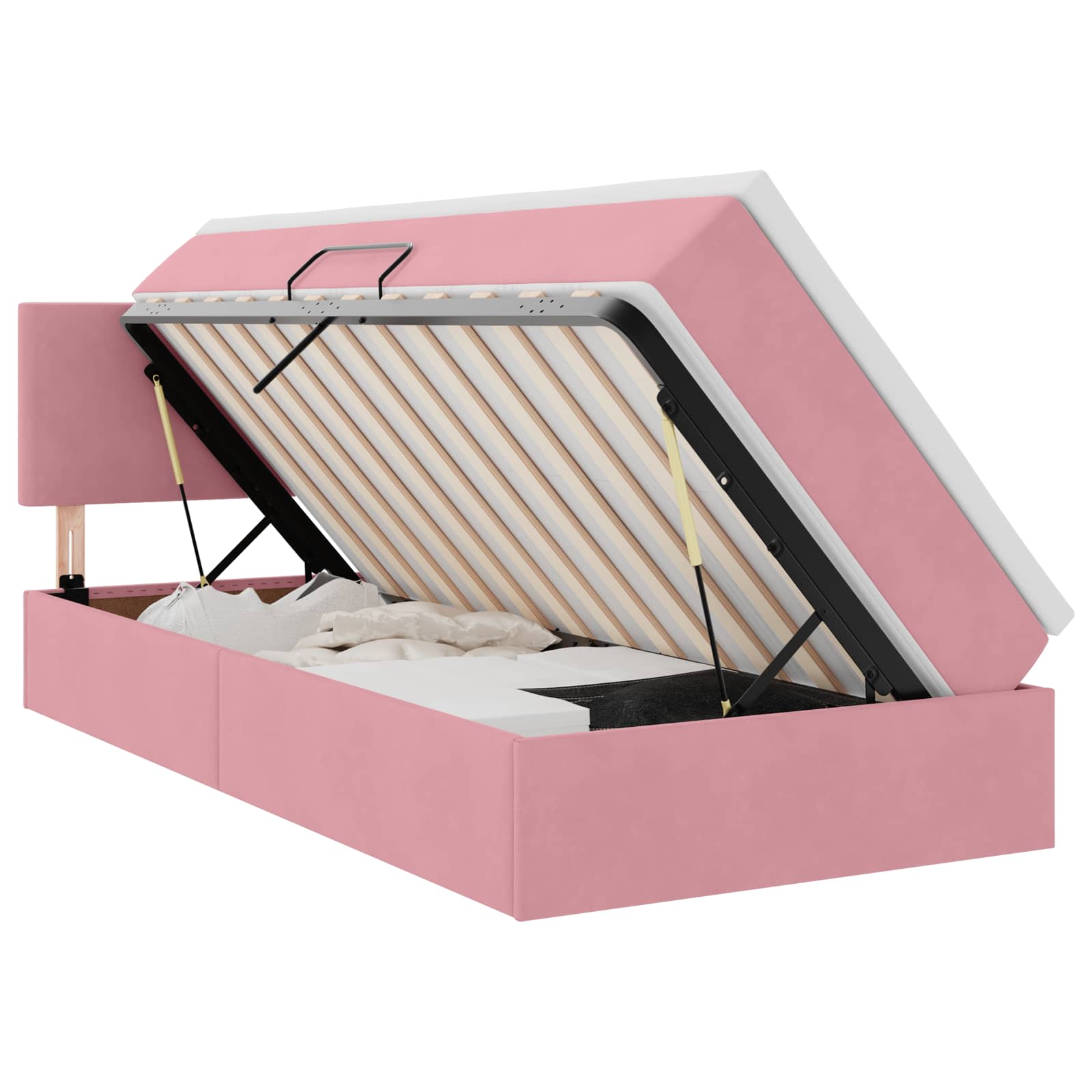 Krevet s od storage s madracem Ružičasta 90 x 190 cm Baršun