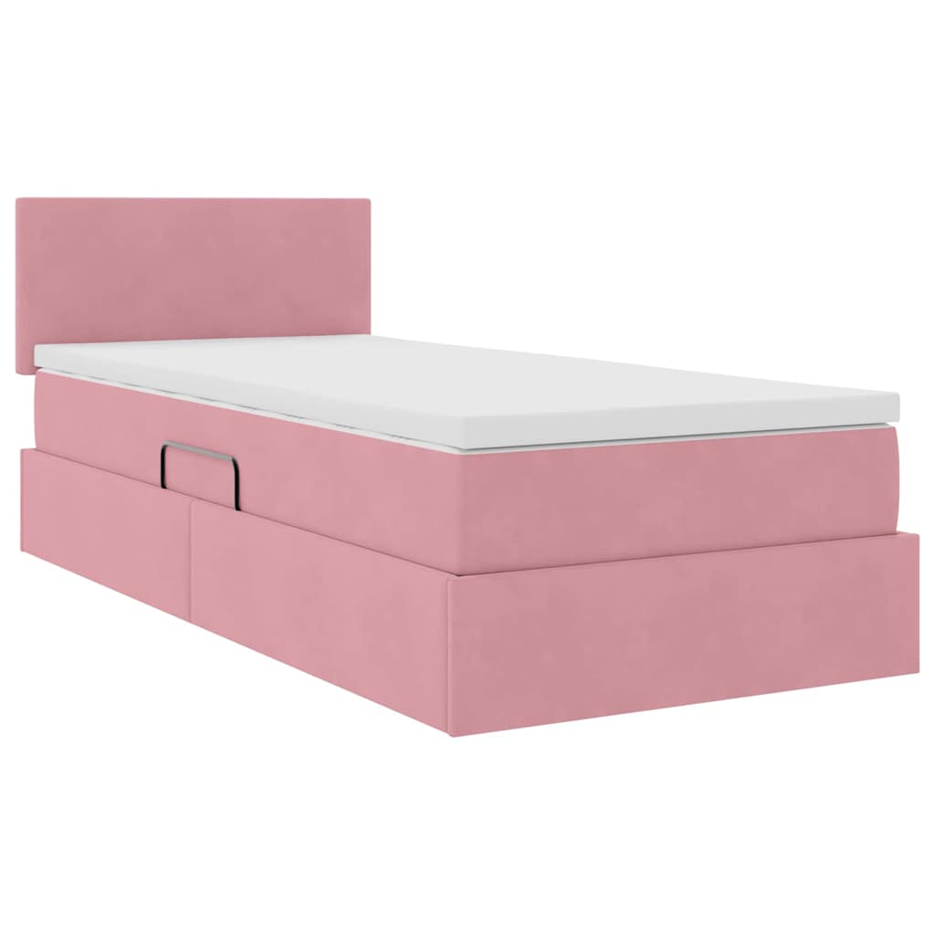 Krevet s od storage s madracem Ružičasta 90 x 190 cm Baršun