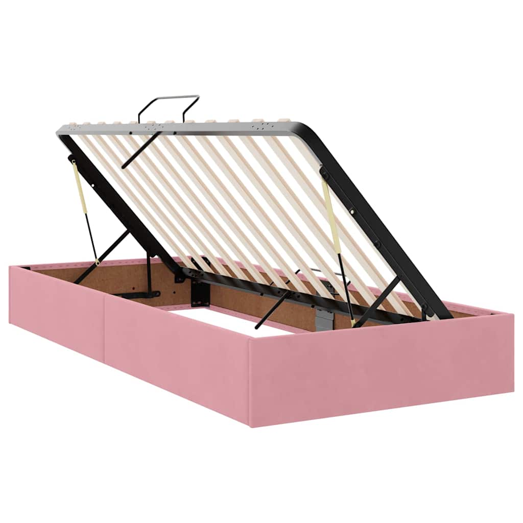 Krevet s od storage s madracem Ružičasta 90 x 190 cm Baršun