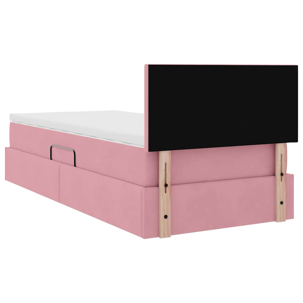 Krevet s od storage s madracem Ružičasta 90 x 190 cm Baršun