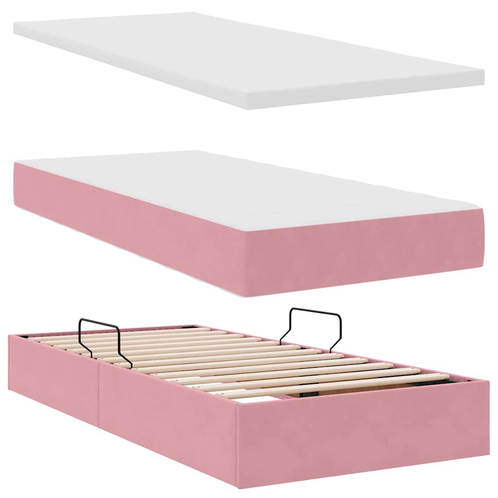 Krevet s od storage s madracem Ružičasta 90 x 190 cm Baršun
