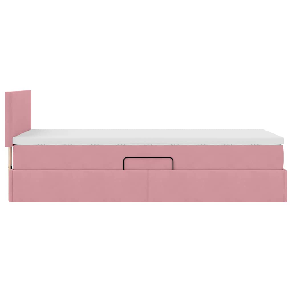 Krevet s od storage s madracem Ružičasta 90 x 190 cm Baršun
