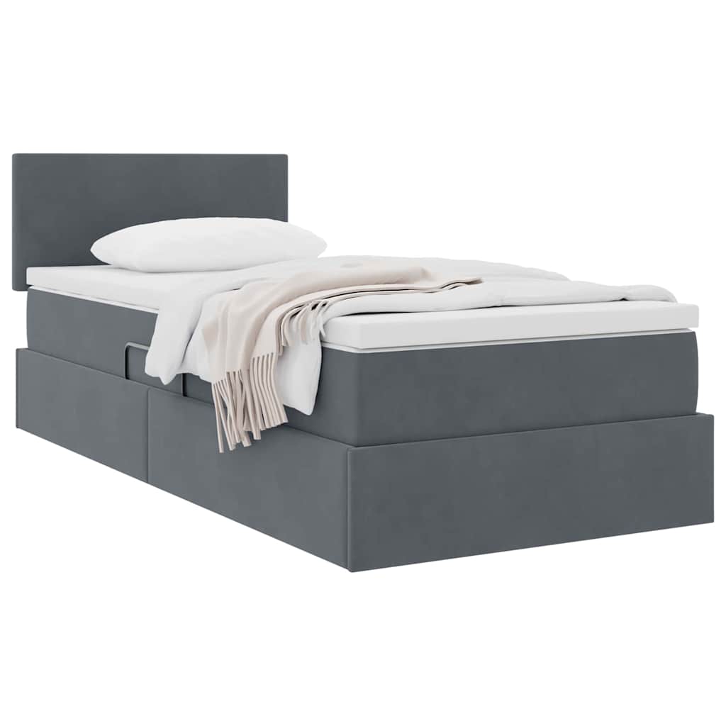 Krevet s od storage s madracem Tamno siva 90 x 200 cm Baršun