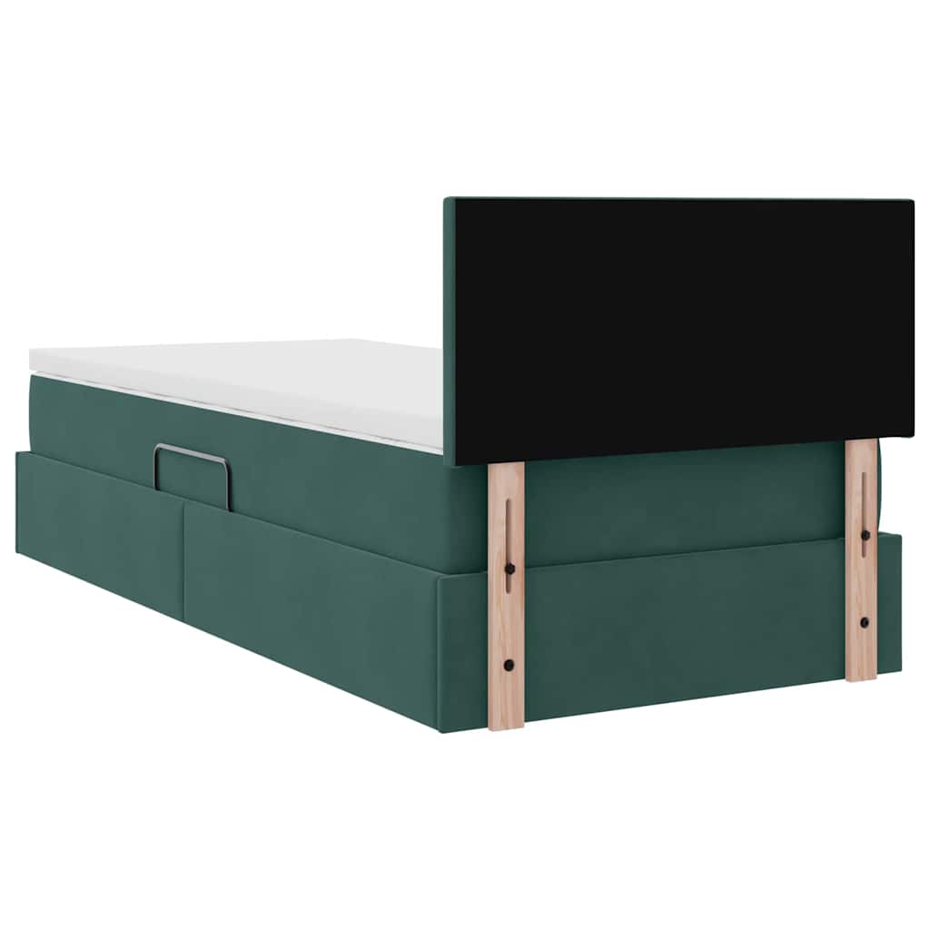 Krevet s od storage s madracem Tamnozelena 90 x 200 cm Baršun