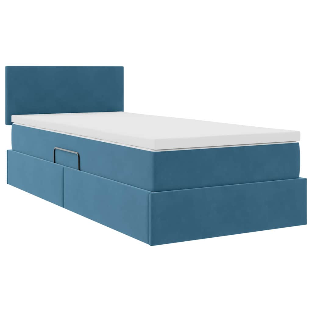 Krevet s od storage s madracem Tamno plava 90 x 200 cm Baršun