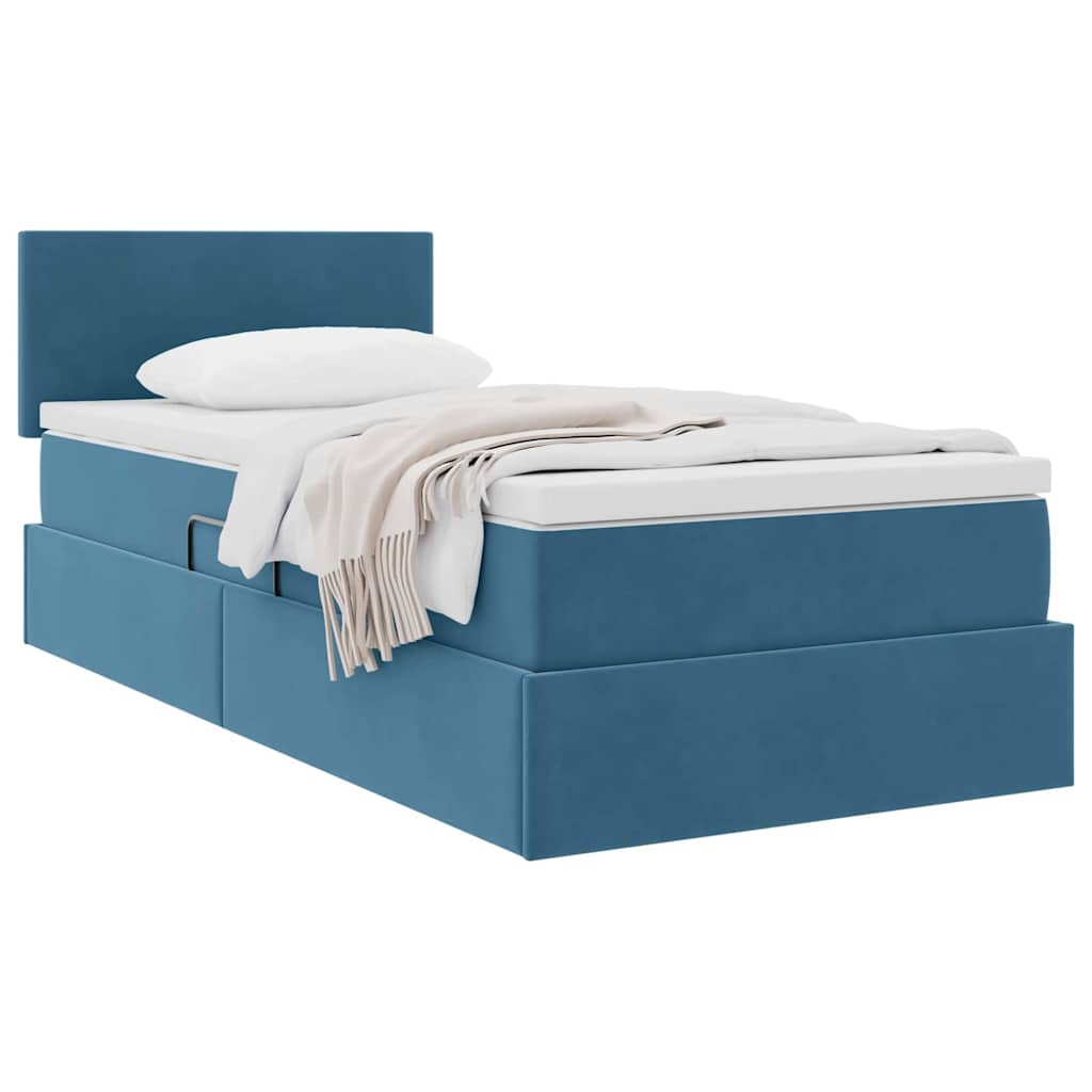 Krevet s od storage s madracem Tamno plava 90 x 200 cm Baršun