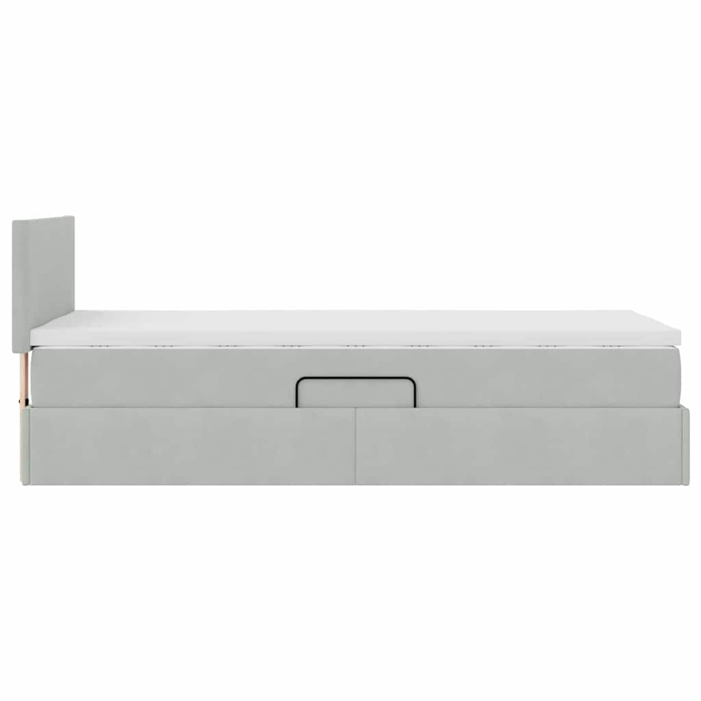 Krevet s od storage Svijetlo siva 100 x 200 cm Baršun