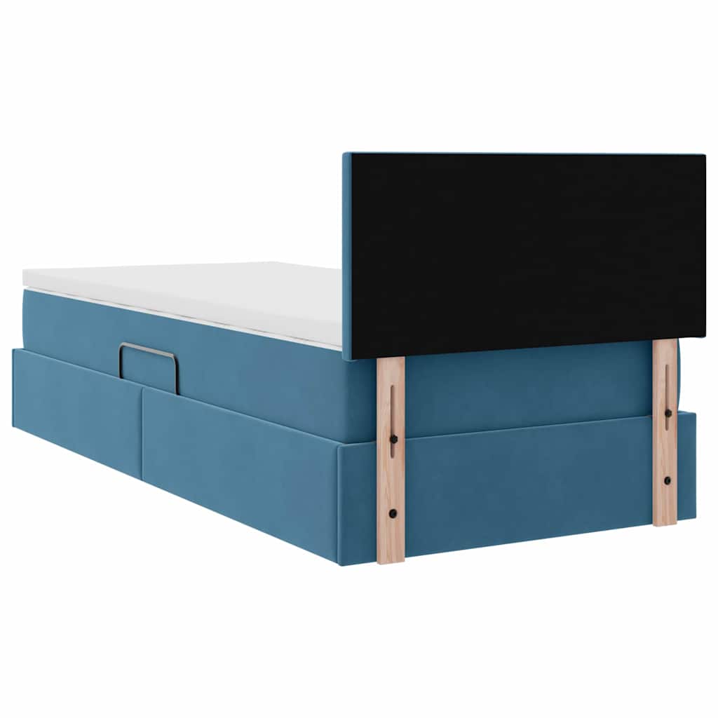Krevet s od storage s madracem Tamno plava 100 x 200 cm Baršun