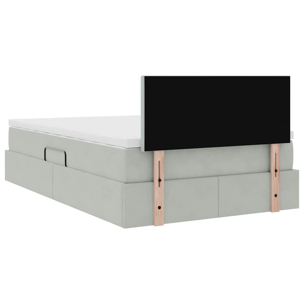 Krevet s od storage Svijetlo siva 120 x 200 cm Baršun