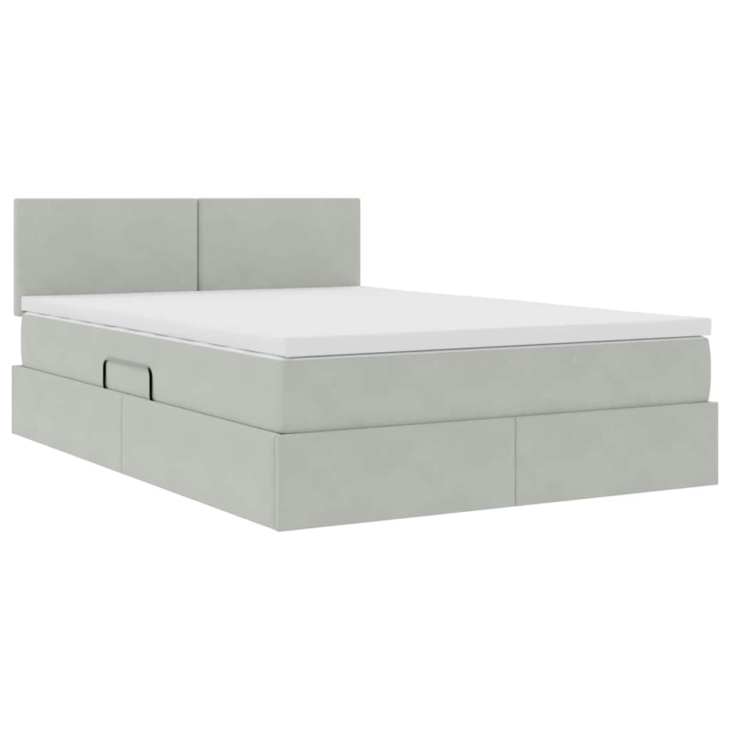Krevet s od storage Svijetlo siva 140 x 190 cm Baršun