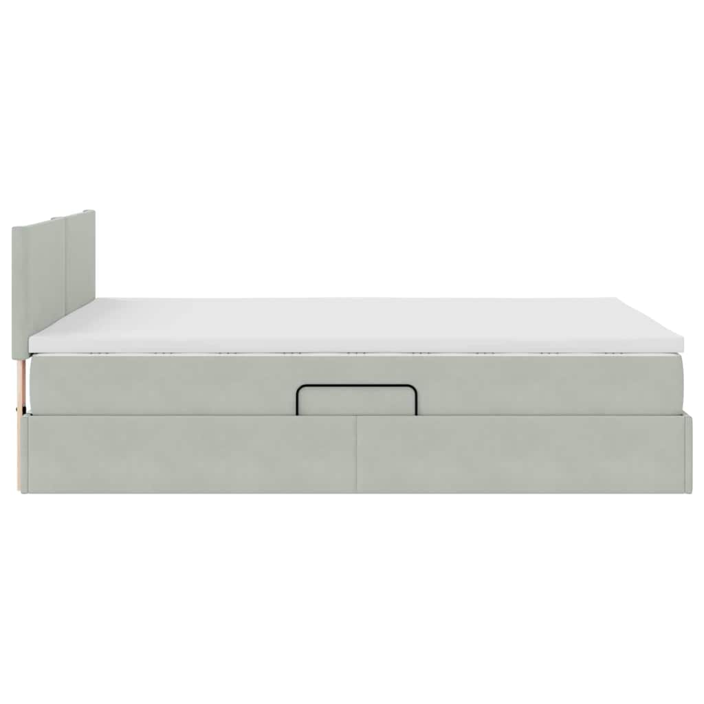 Krevet s od storage Svijetlo siva 140 x 190 cm Baršun