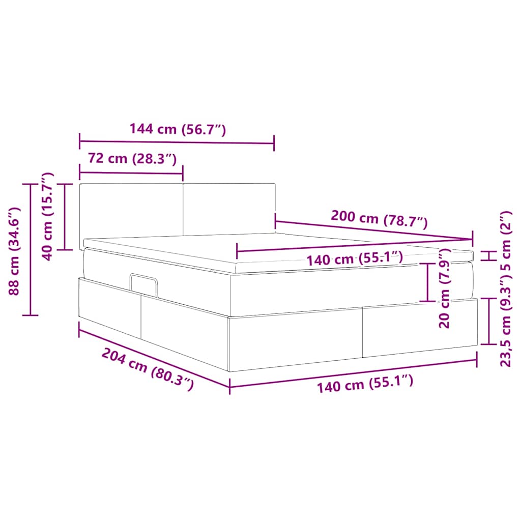 Krevet s od storage s madracem Ružičasta 140 x 200 cm Baršun