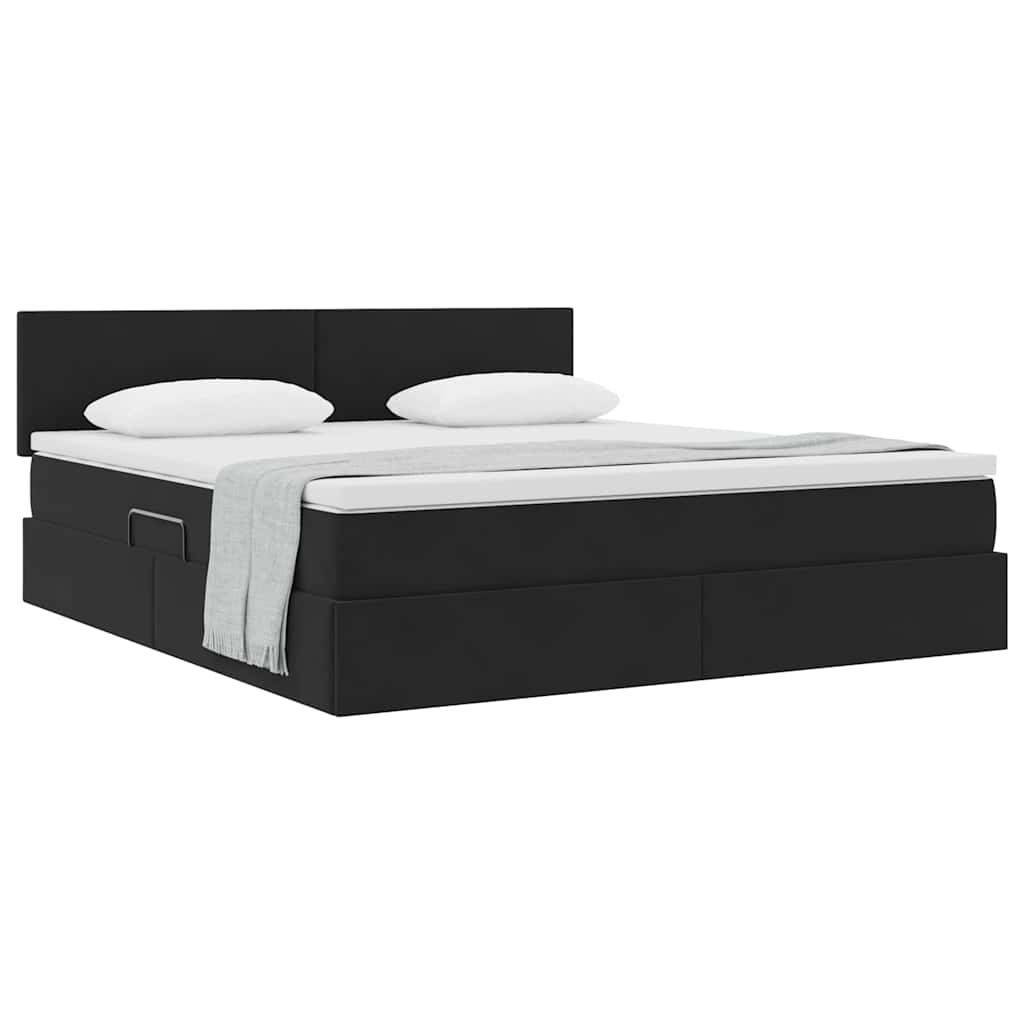 Krevet s od storage s madracem Crna 160 x 200 cm Baršun