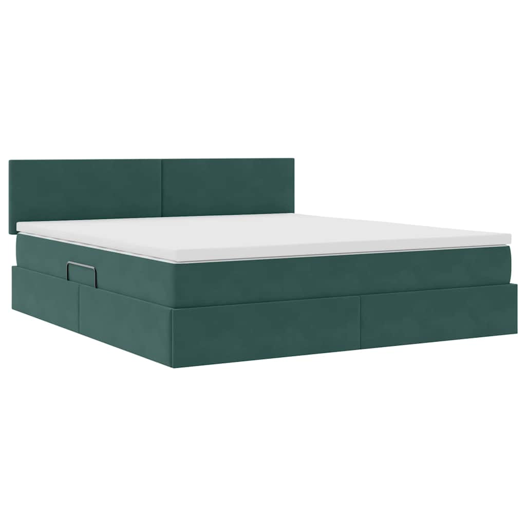Krevet s od storage s madracem Tamnozelena 160 x 200 cm Baršun