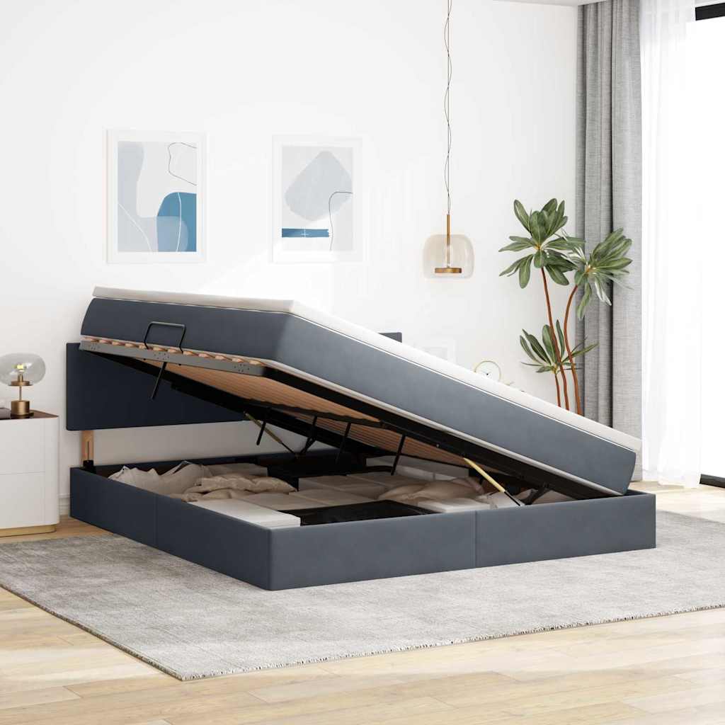 Krevet s od storage s madracem Tamno siva 180 x 200 cm Baršun