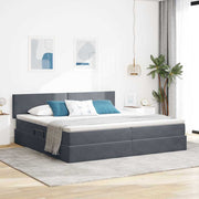 Krevet s od storage s madracem Tamno siva 200 x 200 cm Baršun