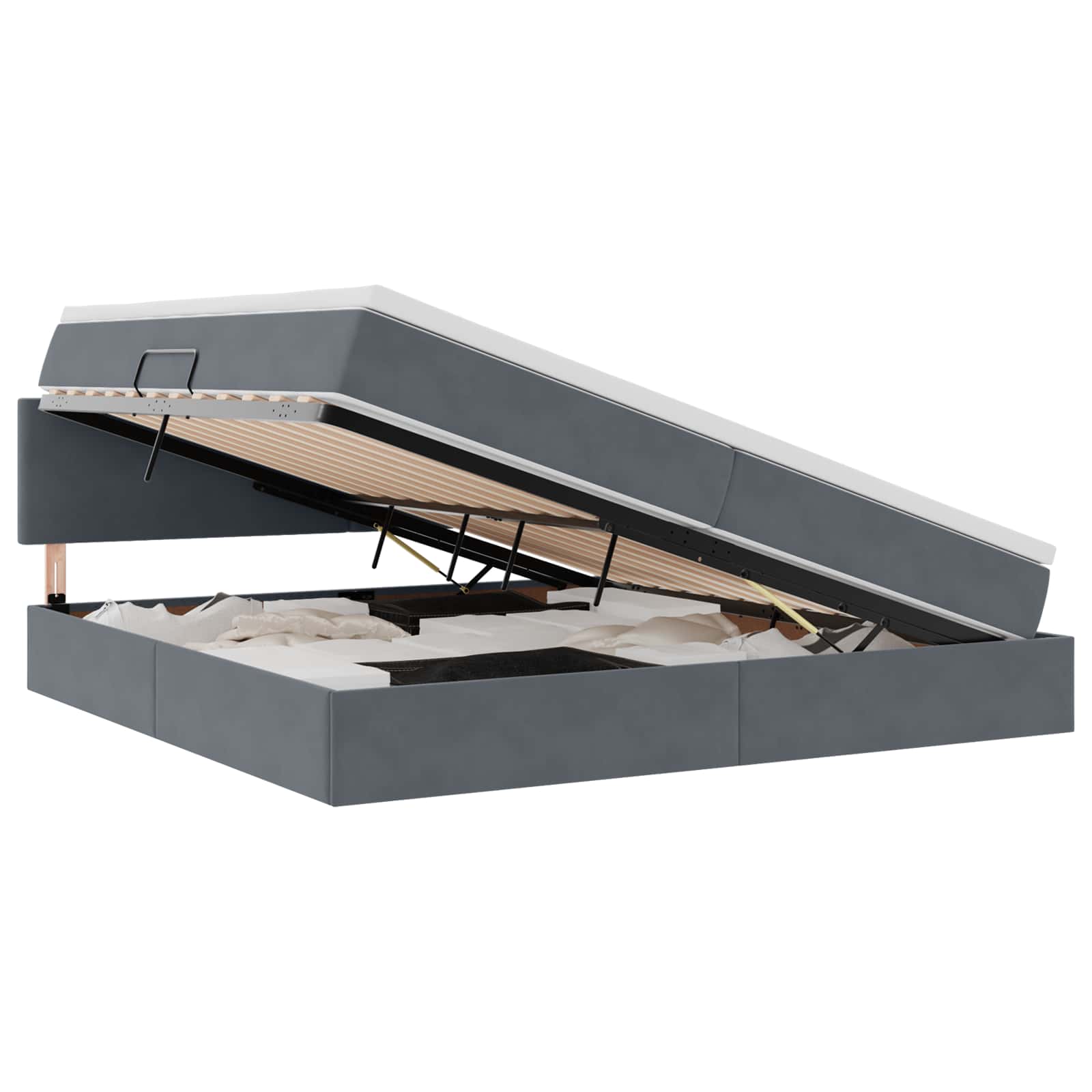 Krevet s od storage s madracem Tamno siva 200 x 200 cm Baršun
