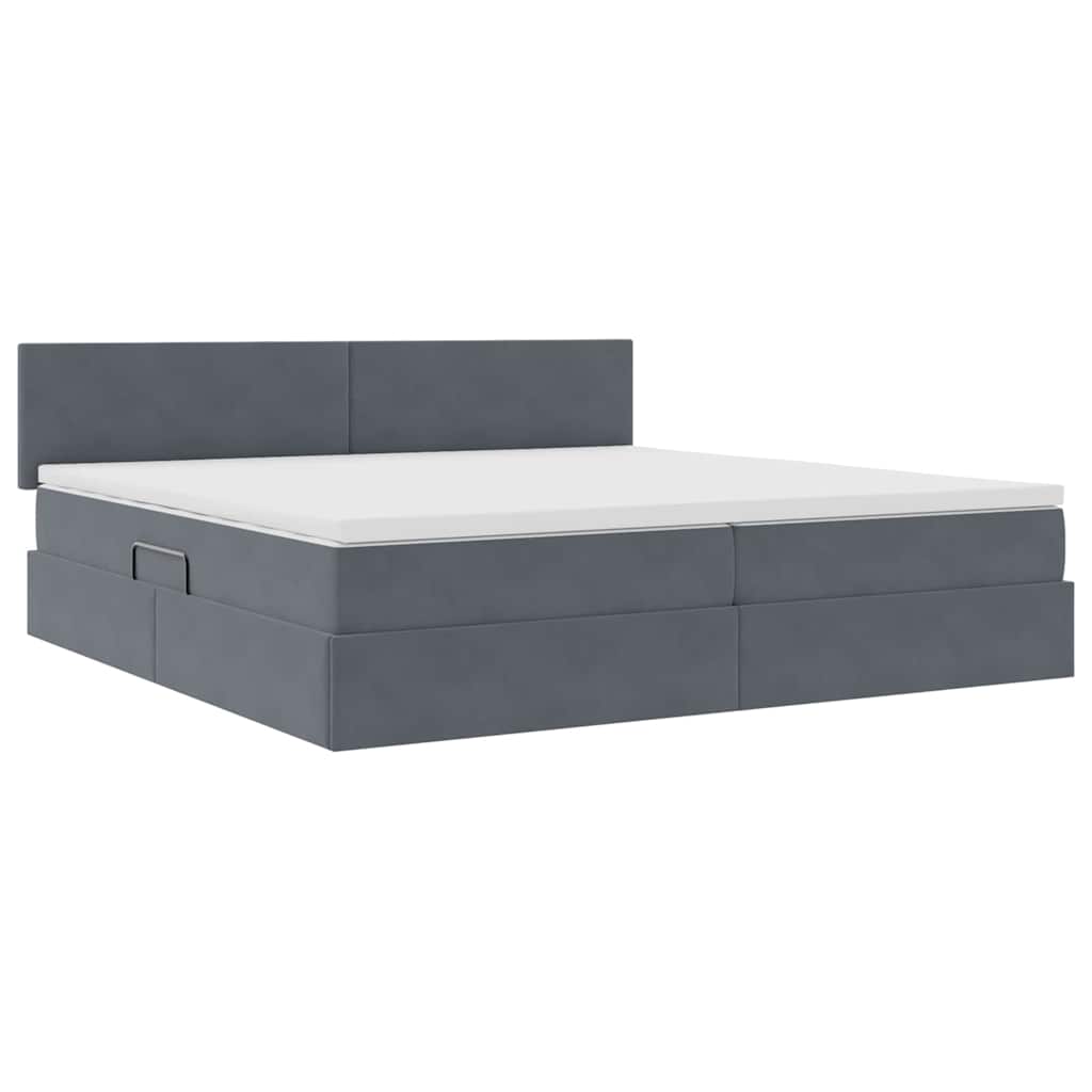 Krevet s od storage s madracem Tamno siva 200 x 200 cm Baršun