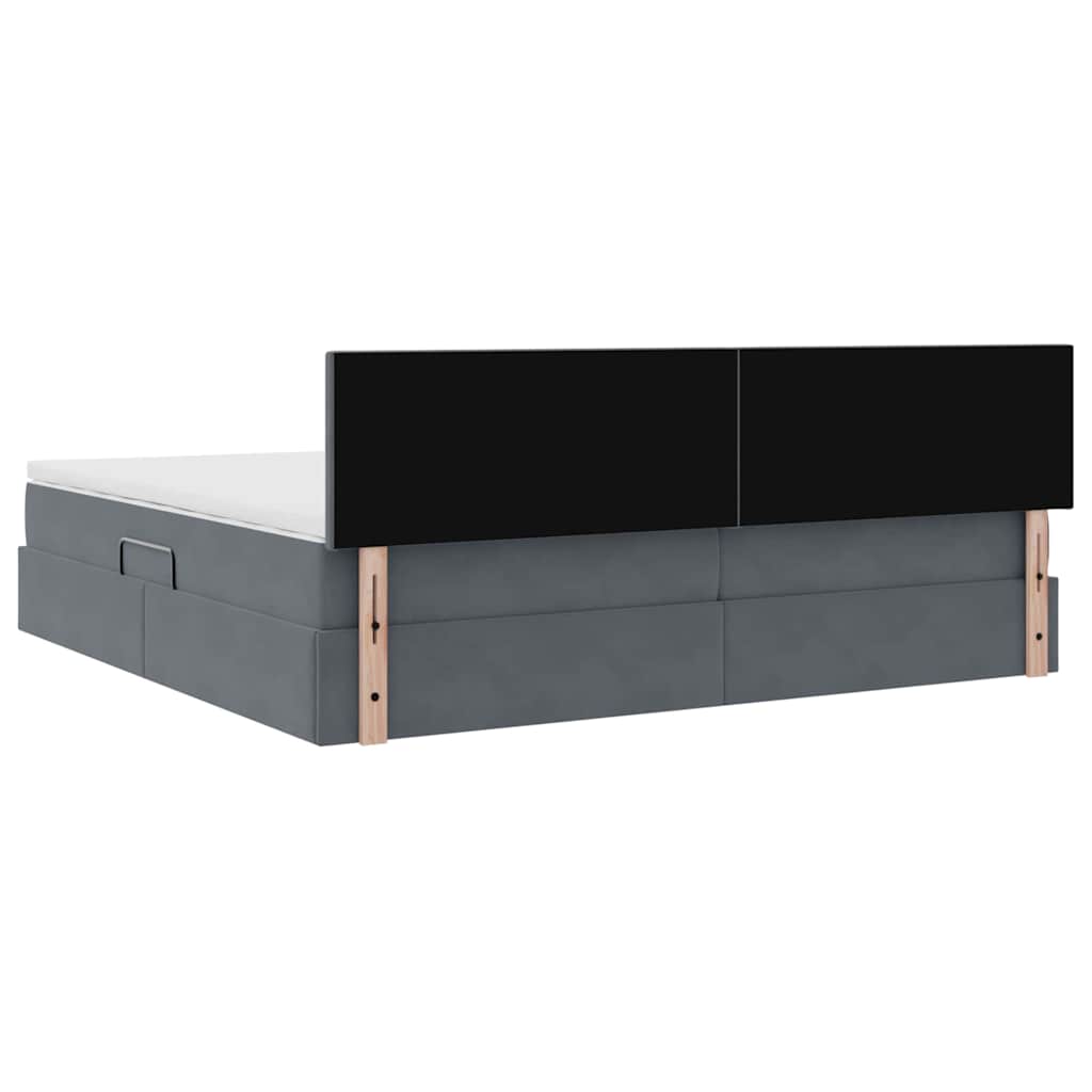 Krevet s od storage s madracem Tamno siva 200 x 200 cm Baršun