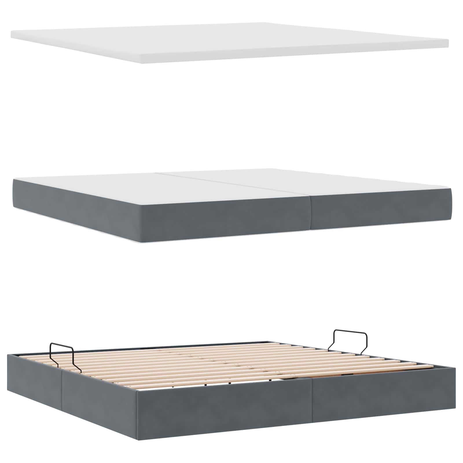 Krevet s od storage s madracem Tamno siva 200 x 200 cm Baršun