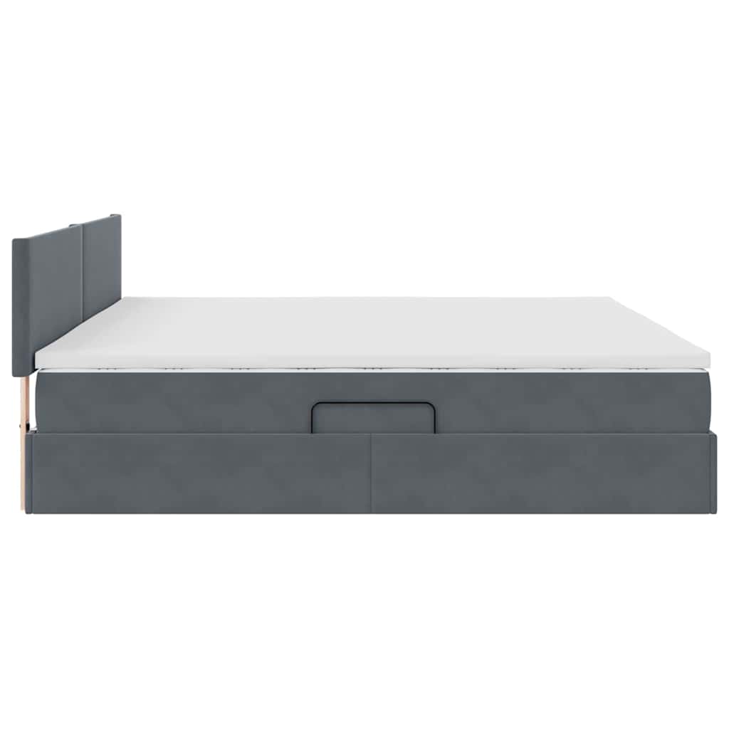 Krevet s od storage s madracem Tamno siva 200 x 200 cm Baršun