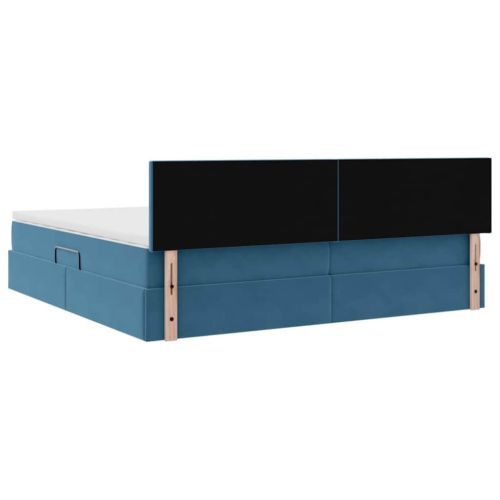 Krevet s od storage s madracem Tamno plava 200 x 200 cm Baršun